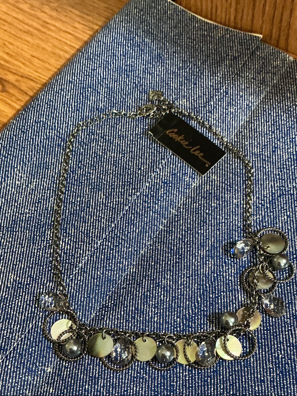 New Cookie Lee Silver-Tone Disc & silver toned Charm Necklace